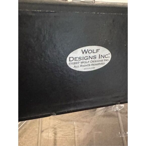 Wolf design black leather heritage storage watch box jewelry box home accent - Picture 9 of 12